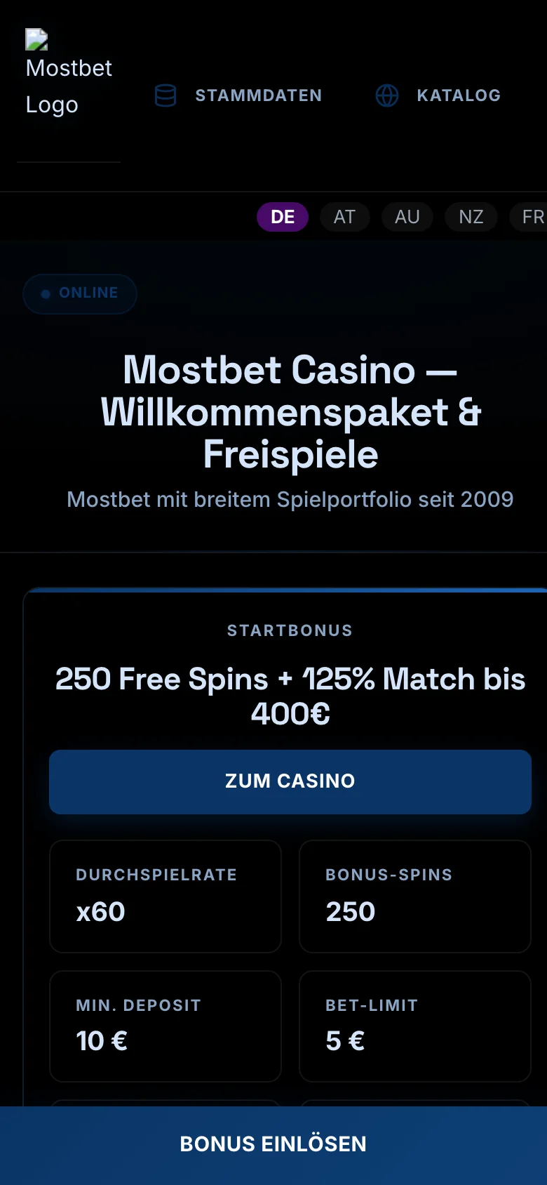 Mostbet mobile lobby screenshot