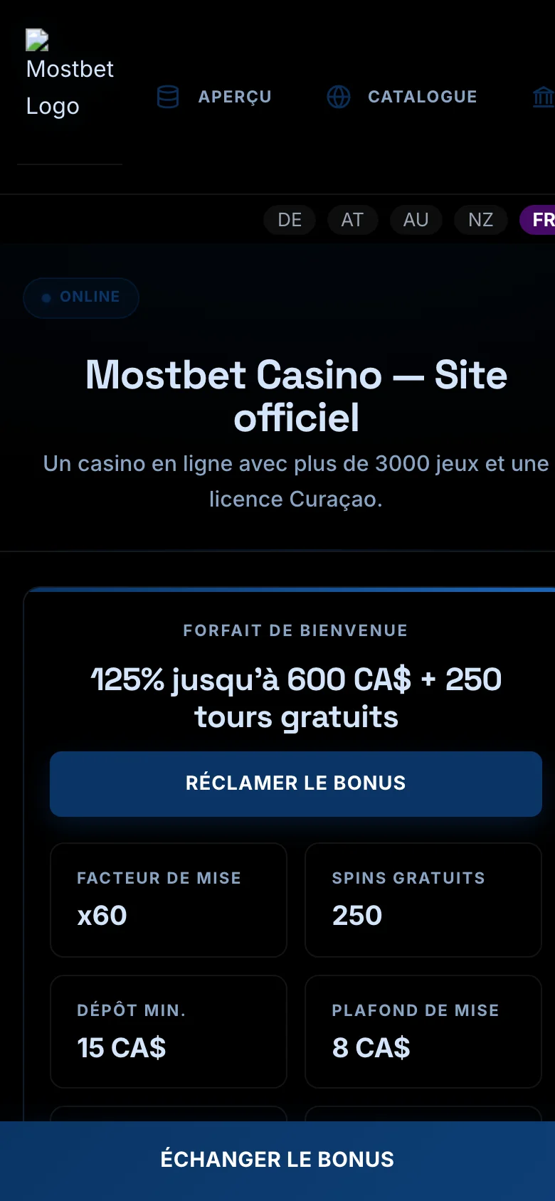 Mostbet mobile lobby screenshot